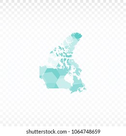 Canada map-Polygonal map is made of colorful hexagons using the gradient method. On a plain background. Vector illustration eps 10.