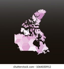 Canada map-Purple map made of hexagon on black and gray background, gradient color. Vector illustration eps 10.