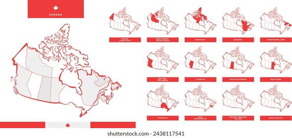 Canada Maps -  Cartography - Regions (Bristish Columbia, Ontario, Quebec...)