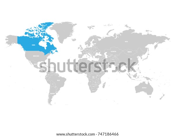 グレイの世界の政治地図で青い背景にカナダ ベクターイラスト のベクター画像素材 ロイヤリティフリー