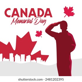 canada memorial day with canadian soldier silhouette