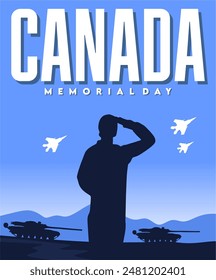 canada memorial day with canadian soldier silhouette