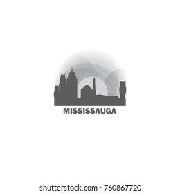 Canada Mississauga black white sunrise sunset city panorama landscape horizon buildings skyline flat icon logo