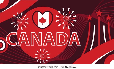 Canada modern vector banner design for celebrating national day. Canada flag theme colors and geometric shapes illustration background. retro style horizontal poster or web banner for Canada.