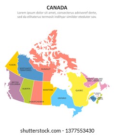 Canada multicolored map with regions. Vector illustration