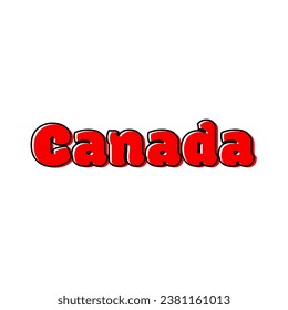 Canada name typography with red color on white background.