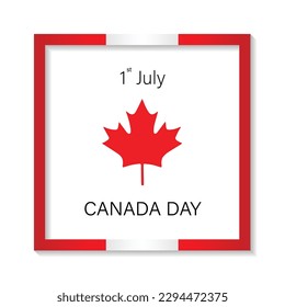 Canada nation dominion day sign, 1st July, graphic design with flag colors, suitable for national celebration and festival, red maple leaf