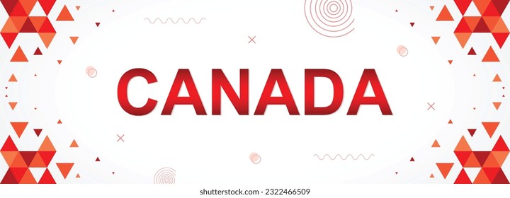Canada nation patriot banner with flag colors, cover template for travel and tourism, red geometric abstract background design, suitable for national event celebrations and festivals