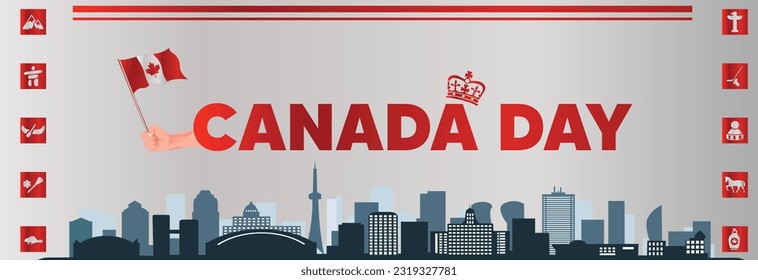 Canada national day banner design symbol of Canada flag in hand vector