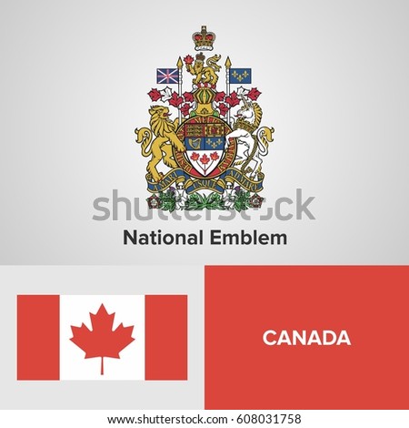 Canada National Emblem and flag 