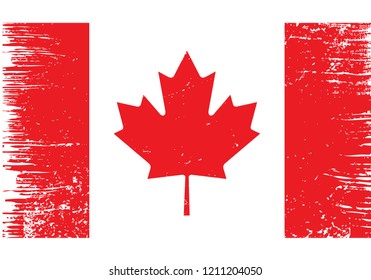 Canada National Flag With Grunge Texture
