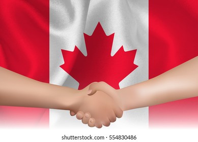 Canada national flag Handshake background