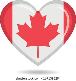 Canada national flag in heart shape vector illustration