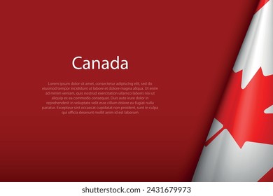 Canada national flag isolated on dark background with copyspace