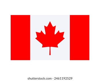 Canada national flag isolated on white. Official colors and maple leaf image, simple flat design. Vector clipart element for canadian events and news illustration, banner background.