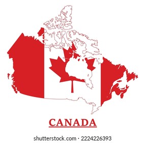 Canada National Flag Map Design, Illustration Of Canada Country Flag Inside The Map