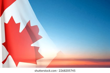 Canada national flag on sunset sky. Canada day. EPS10 vector