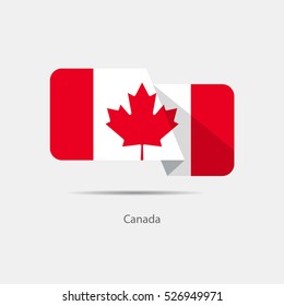 Canada national flag on a white background with shadow. vector illustration