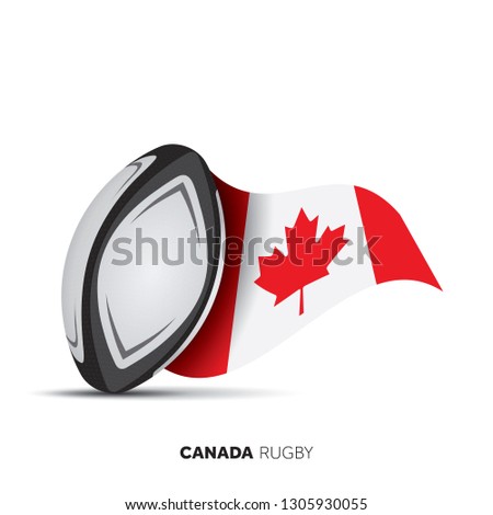 Canada national flag rugby ball.