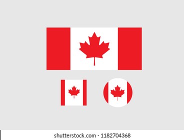 Canada national flag set country emblem state symbol