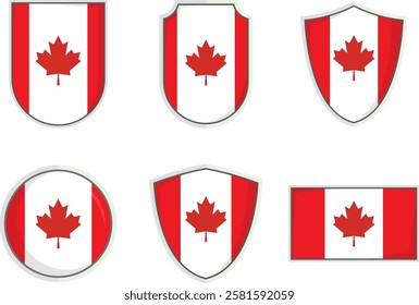 Canada national flag Shield Badge element set