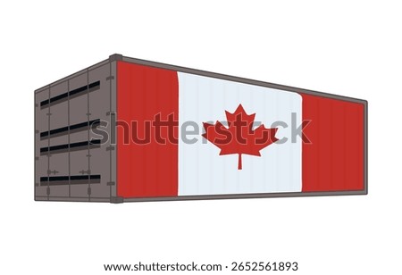 Canada national flag with shipping container