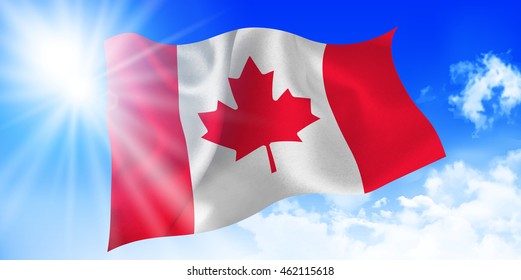Canada national flag sky background