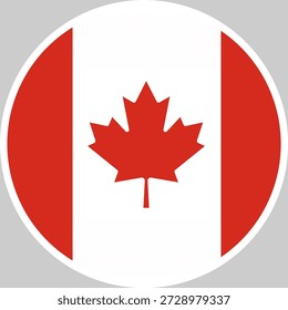 Ilustración vectorial nacional de la bandera de Canadá en forma de círculo, diseño de alta calidad