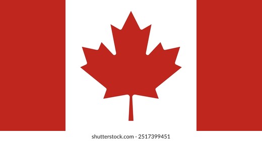 Vector Nacional de la Bandera de Canadá - Ilustración vectorial oficial de la bandera nacional de Canadá. Ideal para proyectos que celebran la cultura, el patrimonio y el orgullo nacional canadienses