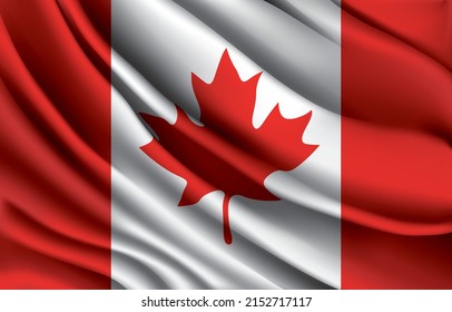 bandera nacional de canadá ondeando ilustración vectorial realista