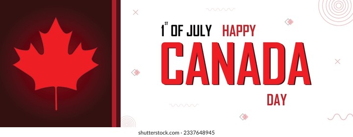 Canada national independence day abstract background with maple leaf logo, flag color combination, horizontal cover banner for patriotic event and festival