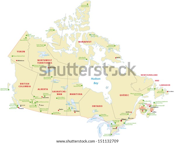 National Atlas Of Canada Canada National Park Map Stock Vector (Royalty Free) 151132709 |  Shutterstock