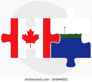 Canada and Navassa Island Flags in puzzle isolated on white background