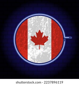 Canada neon grunge flag on wall backgrond. Vector illustration.