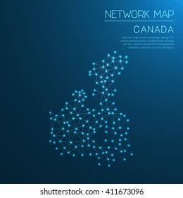 Canada network map. Abstract polygonal map design. Internet connections vector illustration.