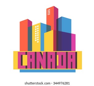 Canada in north america is a beautiful country to visit. vintage vector illustration.