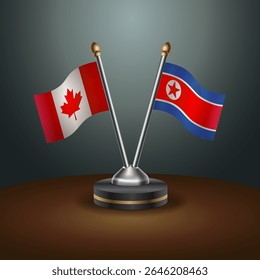 Canada and North Korea table flags relation with gradient backgrund