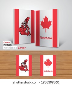 Canada Notebook Design Mockup - 3D Book Template - National Country Map and Flag - Ready to Print Magazine Cover - Vector