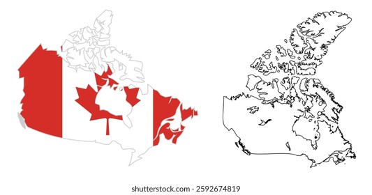 Canada Official Color and Outline Map . High-Quality Vector Illustration . Detailed and Simple Canada Map for Travel . Education and Design.