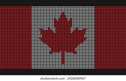 Canada official flag with grunge texture in mosaic dot style. Abstract pixel illustration of national flag with halftone effect for wallpaper. 