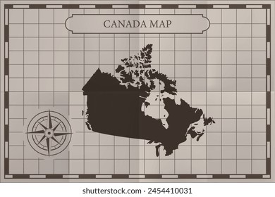 Canada old classic country map. Vintage antique map paper style