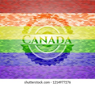 Canada on mosaic background with the colors of the LGBT flag