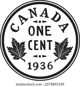 Canada one cent 1936 vector design.