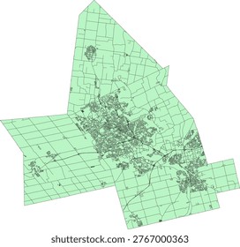 Canada Ontario CMA (Census Metropolitan Area) Kitchener - Cambridge - Waterloo Boundary and Road Vector Map