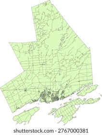 Canada Ontario CMA (Census Metropolitan Area) Kingston Boundary and Road Vector Map