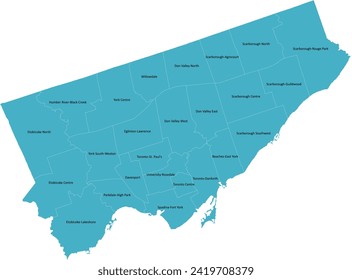 Canada Ontario Province Toronto Map with 25 City Wards 2023 current