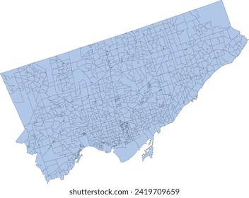 Canada Ontario Province Toronto Map with voting subdivisions 2023