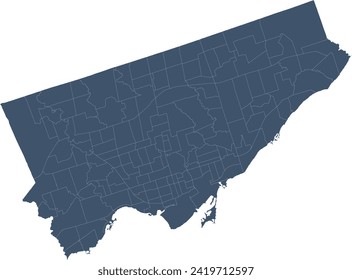 Canada Ontario Province Toronto Map with Neighbourhoods