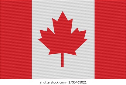 Canada original flag on nylon fabric texture. Vector illustration.
