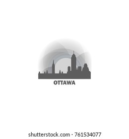 Canada Ottawa black white sunrise sunset city panorama landscape horizon buildings skyline flat icon logo